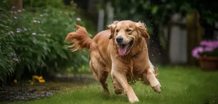 Chien marchant sur l'herbe